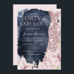 Invitación Rubor Floral Navy Splash Gown 40th Birthday Fiesta<br><div class="desc">Rubor Floral Navy Splash Gown 40th Birthday Party Invitation Ver colección coincidente en nuestra tienda Nest y Nest Store</div>