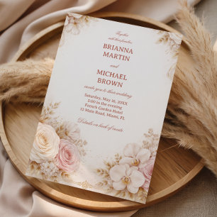 Invitación Rubor Floral Neutral