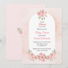 Invitación Rubor Floral Pequeño Milagro Baby Shower