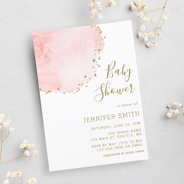 Invitación Rubor Floral Petal Gold Purpurinas Baby Shower (Subido por el creador)