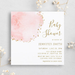 Invitación Rubor Floral Petal Gold Purpurinas Baby Shower
