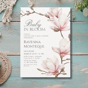 Invitación Rubor Floral Preppy Magnolia Bebé en Flor de Showe