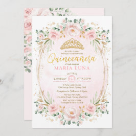 Invitación Rubor Floral Quinceañera Mis Quince cumpleaños 15