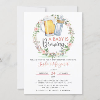 Invitación Rubor Floral rosa: un bebé está preparando Baby Sh