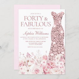 Invitación Rubor Floral & Subió Gold Vestido 40 Fiesta de cum
