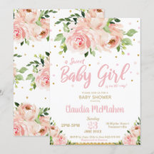 Rubor Floral Sweet Baby Girl Shower Pink & Gold