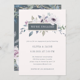 Invitación Rubor floral violeta suave y fiesta de compromiso