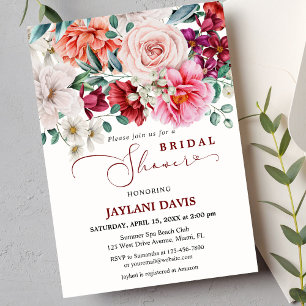 Invitación Rubor Floral Watercolor Boho Peony Shower