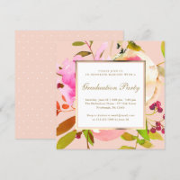 Rubor Floral Watercolor con Dots Graduation Party