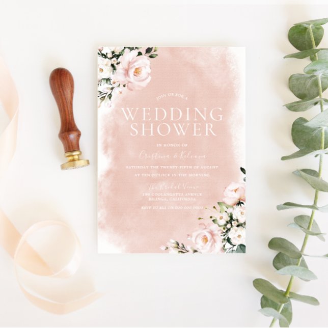 Invitación Rubor Floral Watercolor Parejas Wedding Shower (Subido por el creador)
