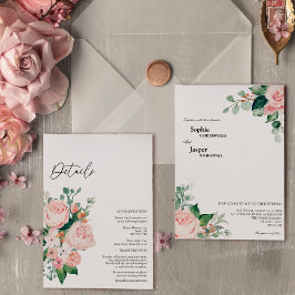 Invitación Rubor Floral White Details All In One Boda