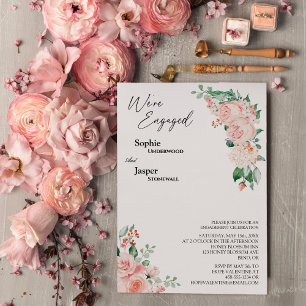 Invitación Rubor Floral White Estamos comprometidos