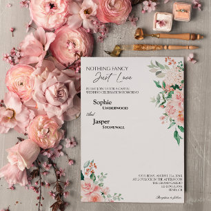 Invitación Rubor Floral White Nothing Fancy Just Love Boda