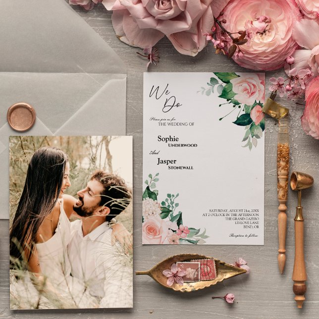 Invitación Rubor Floral White We Do Photo Boda (Subido por el creador)