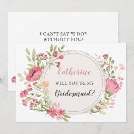Invitación Rubor Floral Wreath serás mi dama de honor
