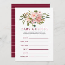 Rubor floral y Burgundy Baby Shower Baby Guesses