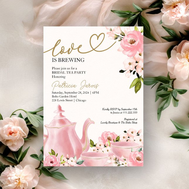 Invitación Rubor Gold Floral Love está preparando ducha de no (Subido por el creador)
