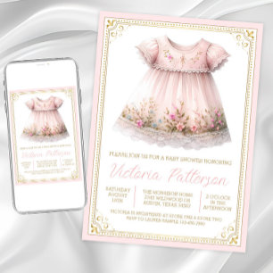 Invitación Rubor Gold Wildflower Dress Baby Shower