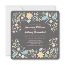 Rubor gris rosa Aqua Boda floral moderno