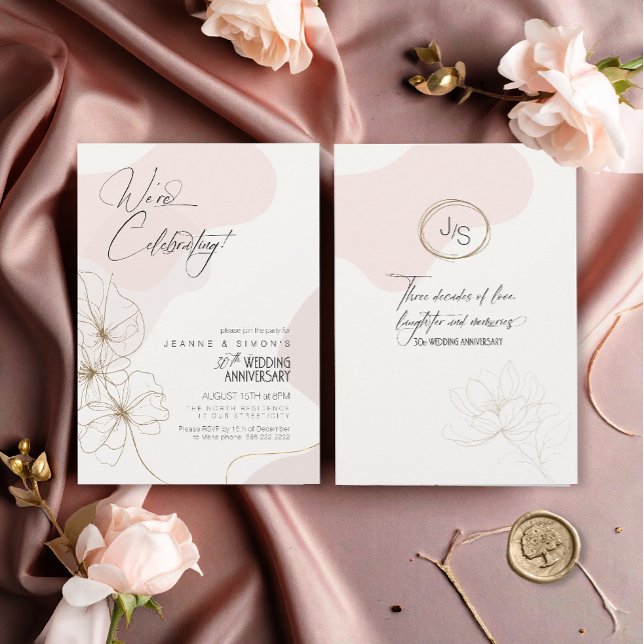 Invitación Rubor ID1168 de 30º aniversario de Cursive Floral (Subido por el creador)