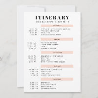 Invitación Rubor Itineraria simple de 5 días
