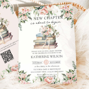 Invitación Rubor Ivory Floral Books Nuevo capítulo Baby Showe