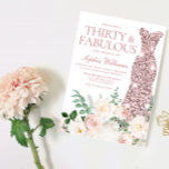 Invitación Rubor & Ivory Flowers Rosa Gold Gown 30 cumpleaños<br><div class="desc">Rubor & Ivory Flowers Rosa Gold Gown 30th Birthday Invitation Muchas más variaciones de color de vestimenta y arreglos florales en la colección (ver abajo)</div>