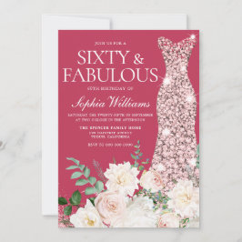 Invitación Rubor & Ivory, oro Rosa y magenta cumpleaños númer