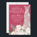 Invitación Rubor & Ivory, oro Rosa y magenta cumpleaños númer<br><div class="desc">Rubor & Ivory,  Oro Rosa y Invitación Magenta a los 60 años. También disponible como descarga digital Muchas más variaciones de color de vestir y arreglos de flores en la colección (ver abajo)</div>