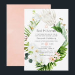 Invitación Rubor Lush Paradise Tropical Floral Bat Mitzvah<br><div class="desc">Mitzvah murciélago floral color agua rosa y vegetación tropical Rubor invita a las orquídeas blancas,  las proteínas rey blancas,  las magnolias,  el eucalipto y la vegetación profunda.</div>