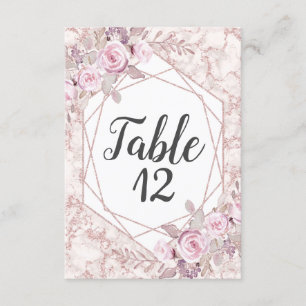 Invitación Rubor Marble Geométrico Frame Boda Números de tabl