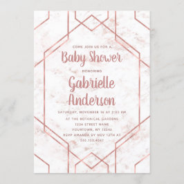 Invitación Rubor Marble y Rosa Gold Baby Shower