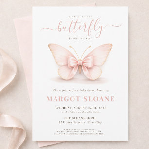 Invitación Rubor Mariposa Pequeña Baño Neutral del Bebe