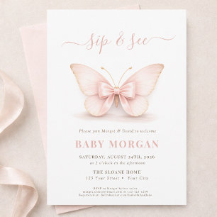 Invitación Rubor Mariposa Pequeña Recién Nacido Bebe Bebe Y V