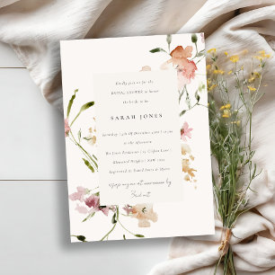 Invitación Rubor Meadow Watercolor Floral Bridal Shower
