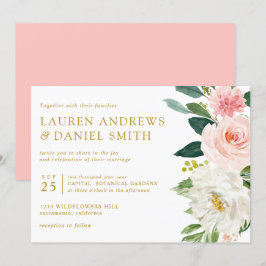 Invitación Rubor moderno | Moda boda Botánico de Oro Floral