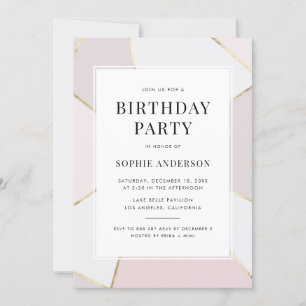 Invitación Rubor moderno y Relieve metalizado dorado Cumpleañ