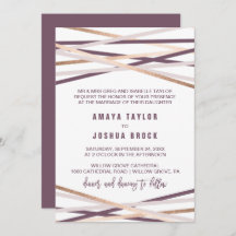 Rubor morado y Rosa Gold Streamers Boda formal