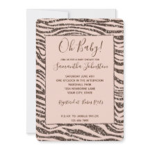 Rubor Peach Brown Zebra Purpurina Baby Shower