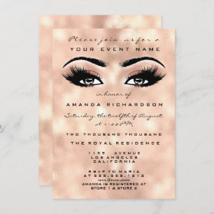 Invitación Rubor Peach Makeup Purpurina Ojos 16th Bridal Dama