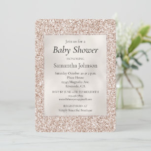 Invitación Rubor Peach Rosa Purpurina Pearl Baby Shower