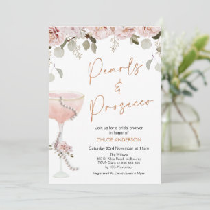 Invitación Rubor Pearls Prosecco Rubor Floral Bridal Shower