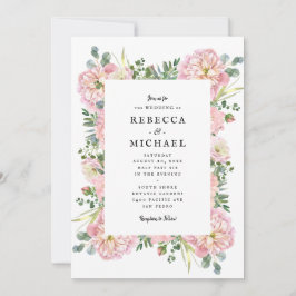 Invitación Rubor Peonies Hydrangea Eucalyptus Boda