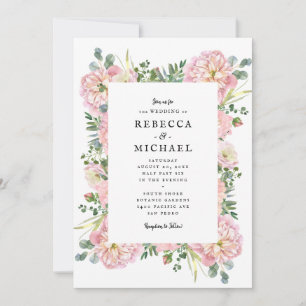Invitación Rubor Peonies Hydrangea Eucalyptus Boda