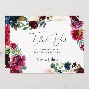 Invitación Rubor Peony Boda de la Marina Borgoña Gracias Cart
