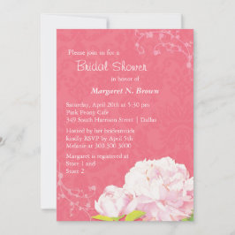 Invitación Rubor Peony Coral Pink Bridal Shower