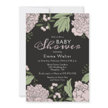 Rubor Pink and Black Peonies Baby Shower