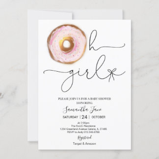 Invitación Rubor Pink and Gold Donut Oh Chica Baby Shower