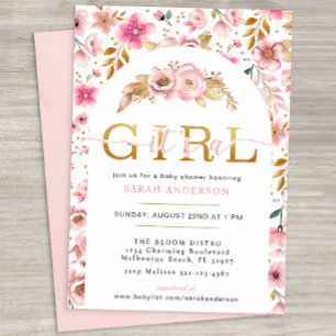 Invitación Rubor Pink and Gold Flor Baby Invita