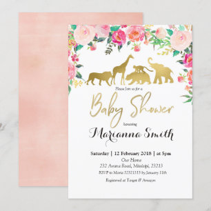 Invitación Rubor Pink Animal Baby Shower